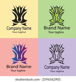 Professional Best Unique Latest logo design with different designs of the same shape For business company. Color editable.