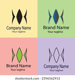 Professional Best Unique Latest logo design with different designs of the same shape For business company. Color editable.