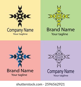 Professional Best Unique Latest logo design with different designs of the same shape For business company. Color editable.