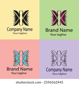 Professional Best Unique Latest logo design with different designs of the same shape For business company. Color editable.