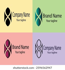 Professional Best Unique Latest logo design with different designs of the same shape For business company. Color editable.