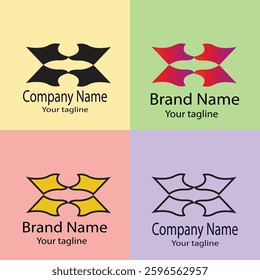 Professional Best Unique Latest logo design with different designs of the same shape For business company. Color editable.