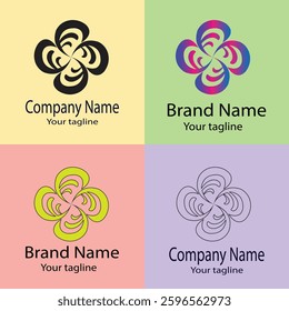 Professional Best Unique Latest logo design with different designs of the same shape For business company. Color editable.