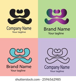 Professional Best Unique Latest logo design with different designs of the same shape For business company. Color editable.