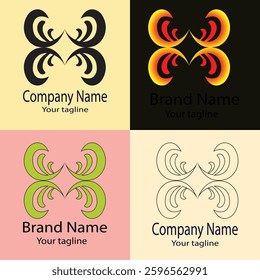 Professional Best Unique Latest logo design with different designs of the same shape For business company. Color editable.