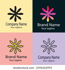 Professional Best Unique Latest logo design with different designs of the same shape For business company. Color editable.