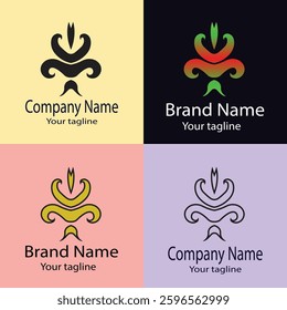 Professional Best Unique Latest logo design with different designs of the same shape For business company. Color editable.