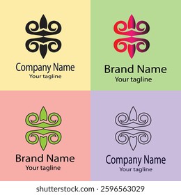 Professional Best Unique Latest logo design with different designs of the same shape For business company. Color editable.