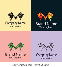 Professional Best Unique Latest logo design with different designs of the same shape For business company. Color editable.