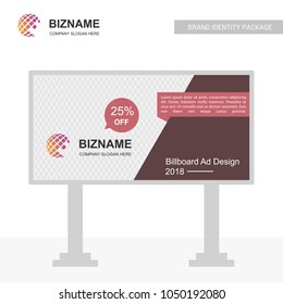 Professional bill board ad design with banner vector with world 