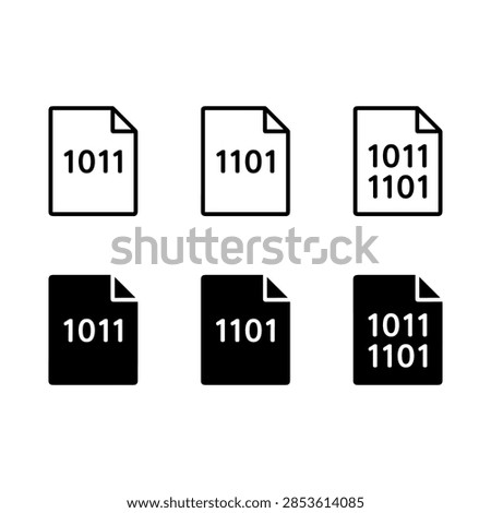 Professional Binary Document Vector Icon Set for Digital Data Encryption and Software Development