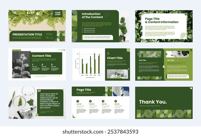 Modelo de Apresentação de Biologia Profissional para Estudos de Plantas e Animais com padrão de geometria