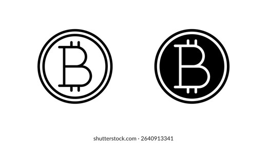 Professional bitcoin cryptocurrency icons featuring classic BTC symbols in modern flat design style, perfect for financial applications and crypto platforms