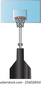 Professional black basketball hoop used for official matches.