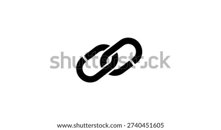 Professional black chain link icon on a clean white background, ideal for illustrating concepts of connection, internet hyperlinks, security, and strong bonds.