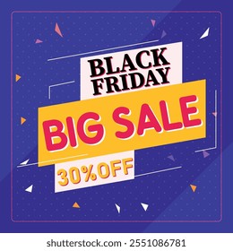 Projeto profissional Black Friday para post de mídia social com um modelo consistente para ofertas comerciais e um fundo elegante