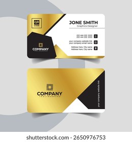 Professional Black and Gold Business Card Design with Sharp Angled Layout