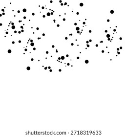 Una salpicadura de tinta negra profesional o efecto de nevada con puntos de varios tamaños. Elemento de Vector EPS de alta calidad para fondos grunge, texturas invernales y spray de pintura artística.