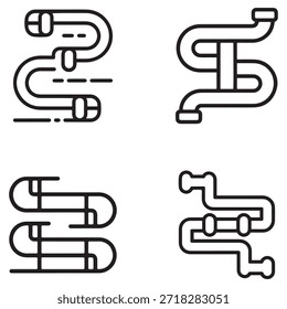 Professional black vector icons of data operations and pipeline management tools for tech and enterprise use.