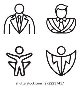 Iconos de vectores negros de Profesional que representan la dirección ejecutiva y las prácticas de gestión modernas.