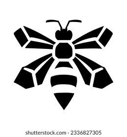 Professional black and white bee logo, suitable for a variety of industries. Minimalistic aesthetic, isolated on a white background. Silhouette icon of a bee.