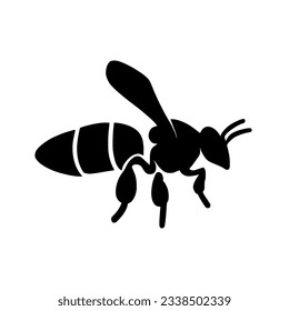 Professional black and white bee logo, suitable for a variety of industries. Minimalistic aesthetic, isolated on a white background. Silhouette icon of a wasp. simple logo of a honey.