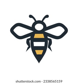 Professional black and white bee logo, suitable for a variety of industries. Minimalistic aesthetic, isolated on a white background. Silhouette icon of a wasp. simple logo of a honeybee.