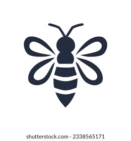 Professional black and white bee logo, suitable for a variety of industries. Minimalistic aesthetic, isolated on a white background. Silhouette icon of a wasp. simple logo of a honeybee.