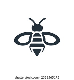 Professional black and white bee logo, suitable for a variety of industries. Minimalistic aesthetic, isolated on a white background. Silhouette icon of a wasp. simple logo of a honeybee.