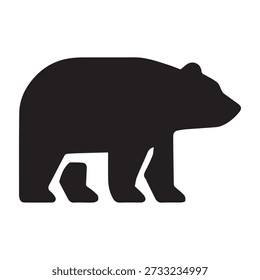 Ilustração vetor profissional em preto e branco de um urso em uma pose de perfil lateral em pé. Esta silhueta limpa e minimalista é perfeita para marcas de equipamentos ao ar livre, sinalização de parques nacionais, organizações de conservação da vida selvagem e gráficos de aventura de acampamento. Seu design arrojado e plano o torna um gráfico ideal para logotipos representativos, infográficos educacionais sobre a fauna florestal e design da web moderno focado na natureza, na força e no grande ar livre.