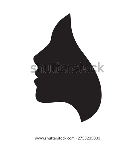 A professional black and white vector illustration of a woman's side profile. This clean, minimalist silhouette is perfect for luxury beauty brands, dermatological clinics, hair salons, and holistic wellness centers. Its sophisticated, flat design makes it an ideal choice for representative logos, social media avatars, and modern web design focused on femininity, skincare, and aesthetic elegance.