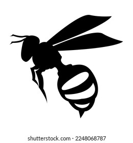 Professional black and white wasp logo, suitable for a variety of industries. Minimalistic aesthetic, isolated on a white background. Silhouette icon of a hornet.