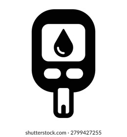 Professional blood glucose meter icon representing diabetes management, blood sugar testing, and personal health monitoring. Ideal for healthcare applications, medical websites, telemedicine platforms, pharmacy materials, patient care systems, and diabetes awareness content.