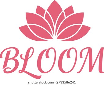 Ilustración vectorial de diseño de camiseta de tipografía de loto rosa Profesional Bloom para proyectos de meditación de yoga espiritual y ropa de moda floral aislada sobre fondo transparente.