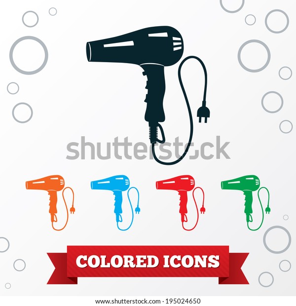 Professional Blow Hairdryer Twopin Plug Round Signs Symbols