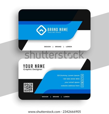 Professional blue and black business card template vector