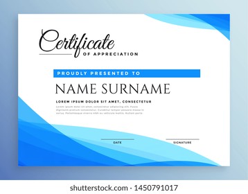 professional blue business certificate design