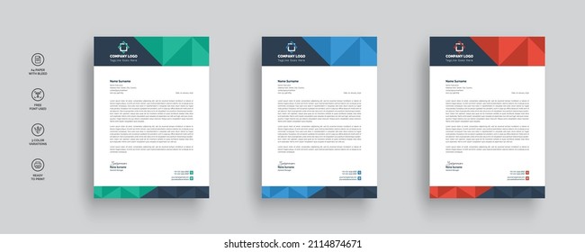 Professional Blue business letterhead template design set free