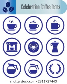 Professional Blue Collection of Coffee Preparation and Beverage Icons for Cafe and Restaurant Menu Design Projects