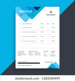 professional blue creaive business invoice template