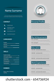 Professional blue gray resume cv with design elements