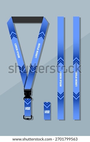 Professional Blue Lanyard Template with Arrow Design for ID Cards and Events