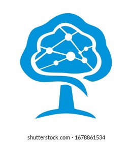 A professional blue vector logo featuring a stylized tree silhouette with an integrated digital network or circuit pattern in the canopy. This modern design represents growth, connectivity, and sustainable technology, making it ideal for software development firms, data analytics companies, IT startups, and eco-tech organizations.