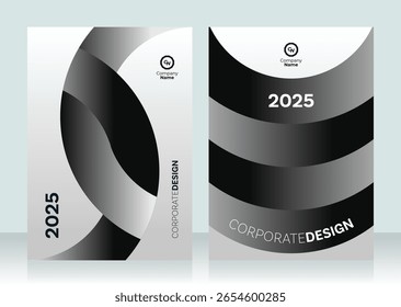 Layout de modelo de capa de livro profissional projetado para relatórios anuais ou publicações corporativas. Design limpo e moderno, ideal para apresentações e marcas comerciais.