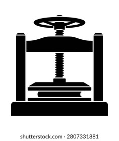 Professional bookbinding equipment for creating hardbound books. Heavy duty metal press machine for document binding.
