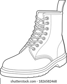 Professional Boot Vector / Line Drawing. Icon, Logo, Design, Element