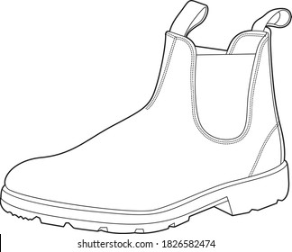 Professional Boot Vector / Line Drawing. Icon, Logo, Design, Element
