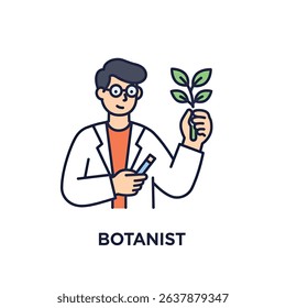 Professional Botanist Studying Plant Sample White Background Botanical Analysis Biology