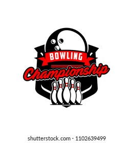 Professional Bowling Club Badge Logo Design Stock Vector (Royalty Free ...