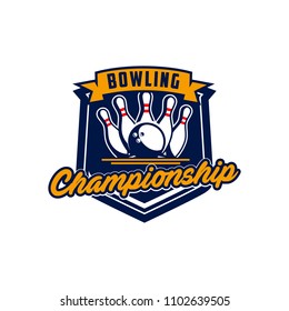 Professional bowling club badge logo design. Isolated sports association vector illustration